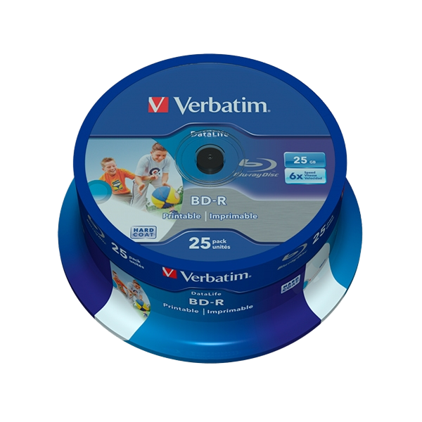 Verbatim BDR 6x Bobina 25u 25GB Imprimible BluRay Verbatim BDR 6x Bobina 25u 25GB Imprimible BluRay