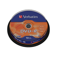 Verbatim DVDR 16x Advanced AZO Bobina 10u 47GB DVD Verbatim DVDR 16x Advanced AZO Bobina 10u 47GB DVD