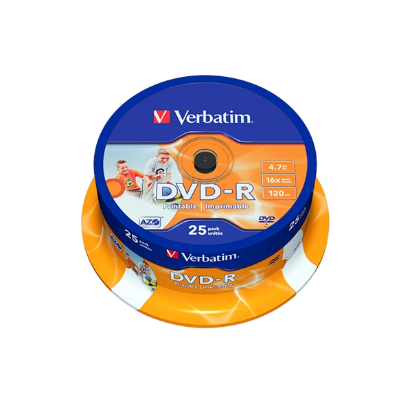 DVDR Verbatim Imprimible 16X Tarrina25uds DVDR Verbatim Imprimible 16X Tarrina25uds