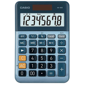 Casio MS80E Calculadora de Escritorio Pantalla LCD de 8 dígitos Solar y Pilas Color Azul Casio MS80E Calculadora de Escritorio Pantalla LCD de 8 dígitos Solar y Pilas Color Azul