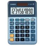 Casio MS-100EM Calculadora de Escritorio | Pantalla LCD de 10 dígitos Solar y Pilas Color Azul