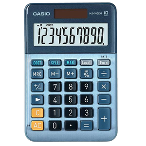 Casio MS100EM Calculadora de Escritorio Pantalla LCD de 10 dígitos Solar y Pilas Color Azul Casio MS100EM Calculadora de Escritorio Pantalla LCD de 10 dígitos Solar y Pilas Color Azul