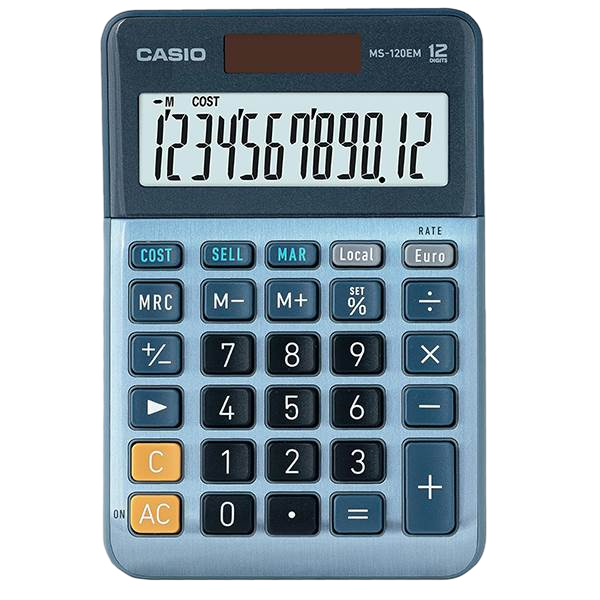 Casio MS120EM Calculadora de Escritorio Pantalla LCD de 12 dígitos Solar y Pilas Color Azul Casio MS120EM Calculadora de Escritorio Pantalla LCD de 12 dígitos Solar y Pilas Color Azul