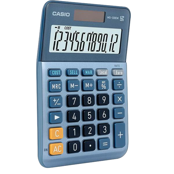 Casio MS120EM Calculadora de Escritorio Pantalla LCD de 12 dígitos Solar y Pilas Color Azul Casio MS120EM Calculadora de Escritorio Pantalla LCD de 12 dígitos Solar y Pilas Color Azul