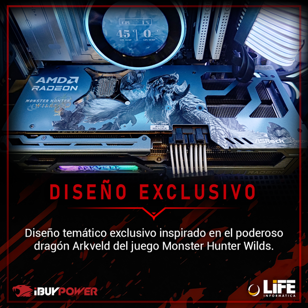 PC Gaming iBUYPOWER WaterForce Monster Hunter Limited Edition Ryzen 7 9800X3D 32GB RAM DDR5 2TB SSD Gen4 WiFi 6E Bluetooth 53 Radeon RX 9070 XT 16GB Ordenador Premium PC Gaming iBUYPOWER WaterForce Monster Hunter Limited Edition Ryzen 7 9800X3D 32GB RAM DDR5 2TB SSD Gen4 WiFi 6E Bluetooth 53 Radeon RX 9070 XT 16GB Ordenador Premium