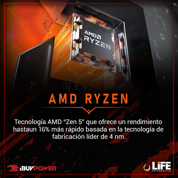 PC Gaming iBUYPOWER Diamond AMD Ryzen 5 8400F 16GB RAM DDR5 1TB Gen4 GeForce RTX 5060 8GB GDDR7 WiFi AC53 Windows 11 Pro Ordenador eSports Profesional PC Gaming iBUYPOWER Diamond AMD Ryzen 5 8400F 16GB RAM DDR5 1TB Gen4 GeForce RTX 5060 8GB GDDR7 WiFi AC53 Windows 11 Pro Ordenador eSports Profesional