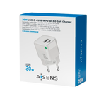 Aisens ASCH-20W2P002-W / USB-A / USB-C / 20W / Blanco - Cargador USB