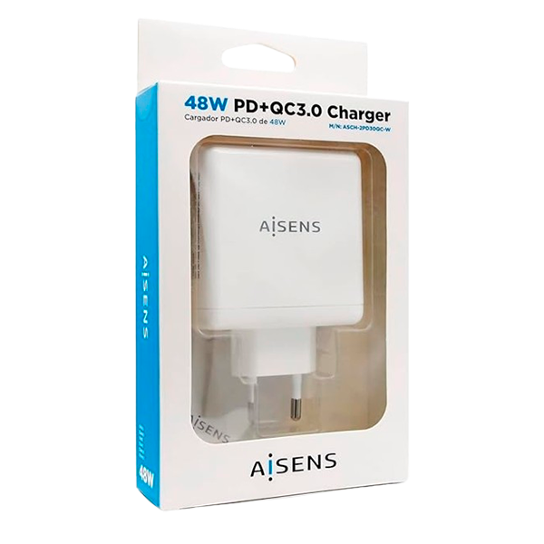 Aisens ASCH2PD30QCW USBA USBC 48W Blanco Cargador USB Aisens ASCH2PD30QCW USBA USBC 48W Blanco Cargador USB