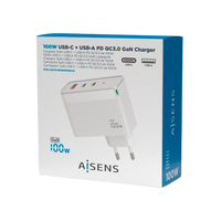 Aisens ASCH100W3P008W 2x USBA USBC 100W Blanco Cargador USB Aisens ASCH100W3P008W 2x USBA USBC 100W Blanco Cargador USB