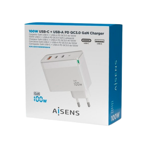 Aisens ASCH100W3P008W 2x USBA USBC 100W Blanco Cargador USB Aisens ASCH100W3P008W 2x USBA USBC 100W Blanco Cargador USB