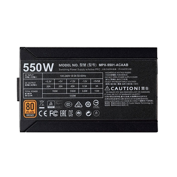Cooler Master MWE 550W 80 Bronze Fuente Cooler Master MWE 550W 80 Bronze Fuente