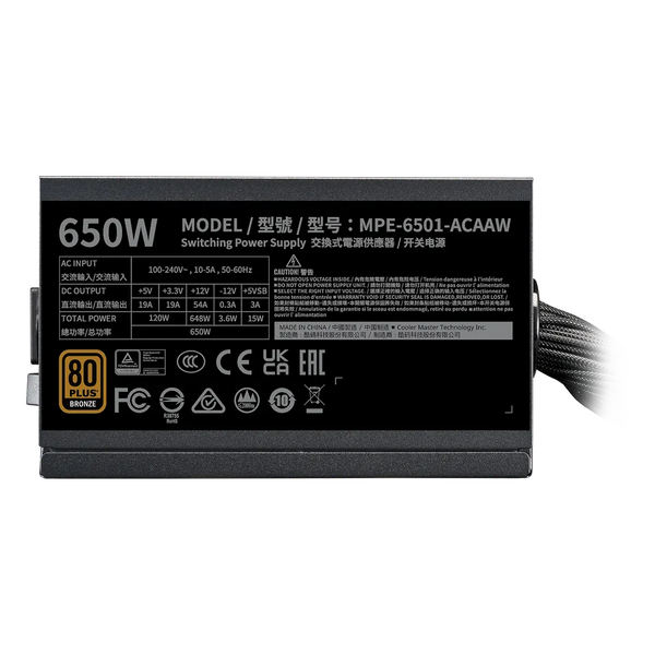 Cooler Master MWE 80 Plus Bronce 650W V3  Fuente de alimentación Full Modular ATX 31 Cooler Master MWE 80 Plus Bronce 650W V3  Fuente de alimentación Full Modular ATX 31