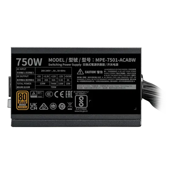 Cooler Master MWE 80Bronze 750W V3 FA ATX 31 Cooler Master MWE 80Bronze 750W V3 FA ATX 31