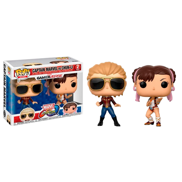 Set figuras POP Marvel Captain Marvel vs ChunLi Set figuras POP Marvel Captain Marvel vs ChunLi