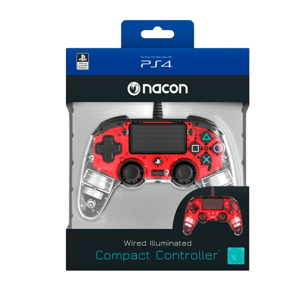 Nacon PS4 oficial transparente LED rojo wired Gamepad Nacon PS4 oficial transparente LED rojo wired Gamepad