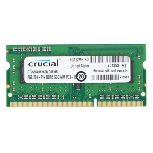 Crucial DDR3L 1600 2GB SO DIMM  Memoria RAM Crucial DDR3L 1600 2GB SO DIMM  Memoria RAM