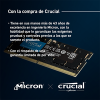 Crucial DDR5 8GB 4800Mhz SODIMM Memoria RAM Crucial DDR5 8GB 4800Mhz SODIMM Memoria RAM