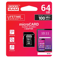 GOODRAM Micro SD 64GB M1AA CL10 UHSI adaptador Memoria GOODRAM Micro SD 64GB M1AA CL10 UHSI adaptador Memoria