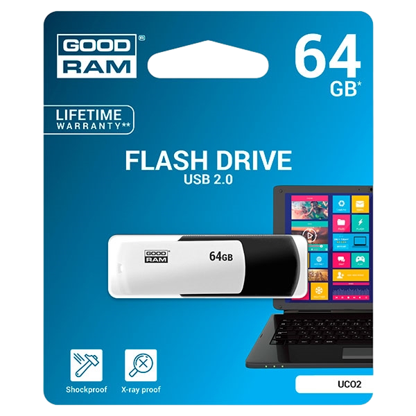 GOODRAM Pendrive 64GB UCO2 USB 20 BlancoNegro  Memoria GOODRAM Pendrive 64GB UCO2 USB 20 BlancoNegro  Memoria