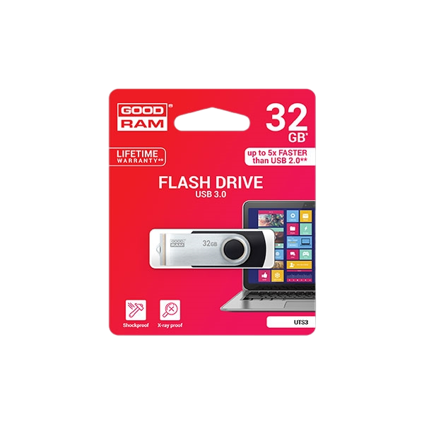 GOODRAM Pendrive 32GB UTS3 USB 30 Negro  Memoria GOODRAM Pendrive 32GB UTS3 USB 30 Negro  Memoria