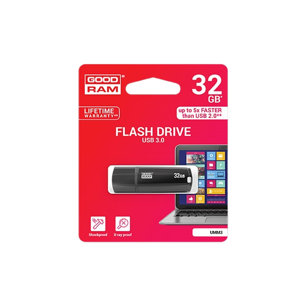 GOODRAM Pendrive 32GB UMM3 USB 30 Negra  Memoria GOODRAM Pendrive 32GB UMM3 USB 30 Negra  Memoria