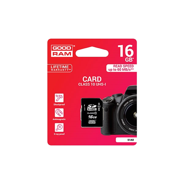 GOODRAM tarjeta SD HC 16GB S1A0 CL10 UHSI  Memoria GOODRAM tarjeta SD HC 16GB S1A0 CL10 UHSI  Memoria