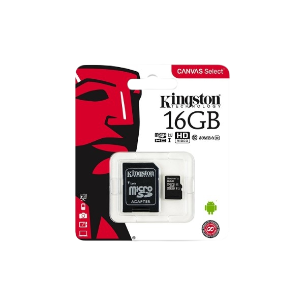 Kingston Canvas Select MicroSD 16GB cad  Memoria Flash Kingston Canvas Select MicroSD 16GB cad  Memoria Flash