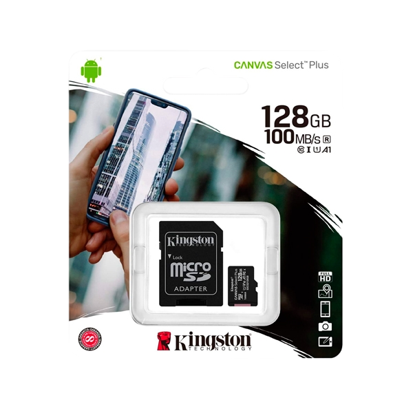 Kingston Canvas 128GB Clase 10 UHSi cAdaptador Tarjeta MicroSD Kingston Canvas 128GB Clase 10 UHSi cAdaptador Tarjeta MicroSD