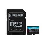 Kingston Canvas Go Plus 512GB Tarjeta microSD UHSI U3 V30 A2 Memoria Clase 10 170MBs con Adaptador Kingston Canvas Go Plus 512GB Tarjeta microSD UHSI U3 V30 A2 Memoria Clase 10 170MBs con Adaptador