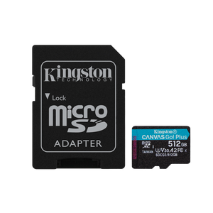 Kingston Canvas Go Plus 512GB Tarjeta microSD UHSI U3 V30 A2 Memoria Clase 10 170MBs con Adaptador Kingston Canvas Go Plus 512GB Tarjeta microSD UHSI U3 V30 A2 Memoria Clase 10 170MBs con Adaptador