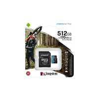 Kingston Canvas Go Plus 512GB Tarjeta microSD UHSI U3 V30 A2 Memoria Clase 10 170MBs con Adaptador Kingston Canvas Go Plus 512GB Tarjeta microSD UHSI U3 V30 A2 Memoria Clase 10 170MBs con Adaptador