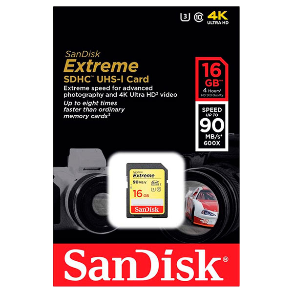 SanDisk Extreme 16GB 90MBs 40MBs  Tarjeta SD SanDisk Extreme 16GB 90MBs 40MBs  Tarjeta SD