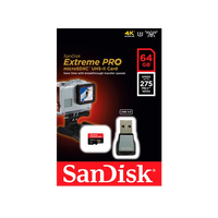 SanDisk Extreme Pro 64GB 275MBs USB3 Tarjeta microSD SanDisk Extreme Pro 64GB 275MBs USB3 Tarjeta microSD