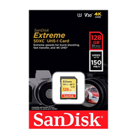 SanDisk Extreme 128GB 150MBs V30 UHSI U3  Tarjeta SD