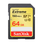 SanDisk Extreme 64GB 150MBs V30 UHSI U3  Tarjeta SD
