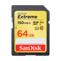 SanDisk Extreme 64GB 150MBs V30 UHSI U3  Tarjeta SD