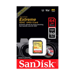 SanDisk Extreme 64GB 150MBs V30 UHSI U3  Tarjeta SD