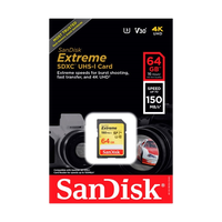 SanDisk Extreme 64GB 150MBs V30 UHSI U3  Tarjeta SD