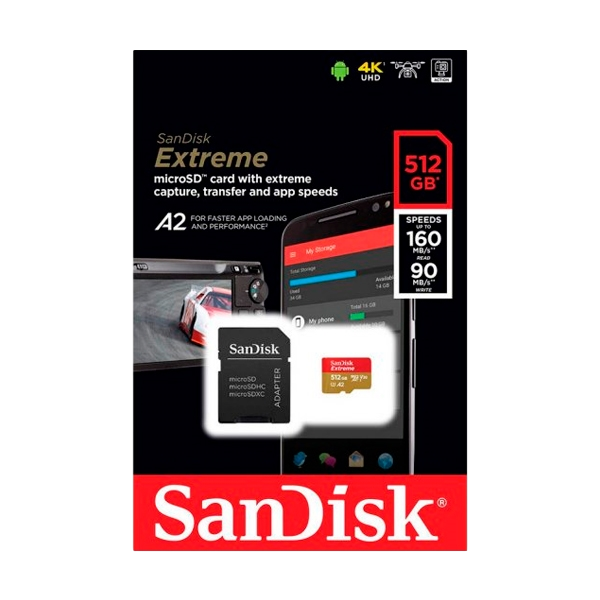 SanDisk Extreme 512GB 160MBs cAdap Soft MicroSD SanDisk Extreme 512GB 160MBs cAdap Soft MicroSD