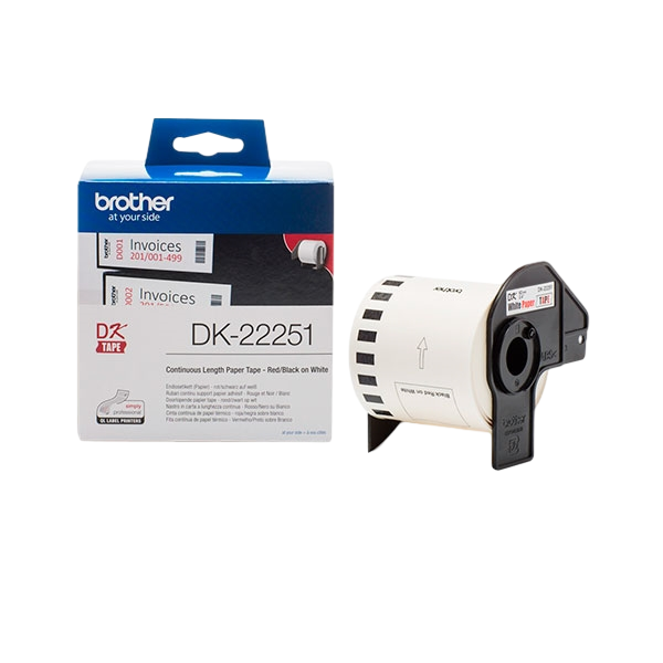 Brother DK22251 62mm 1524m negro y rojo térmico Etiquetas Brother DK22251 62mm 1524m negro y rojo térmico Etiquetas