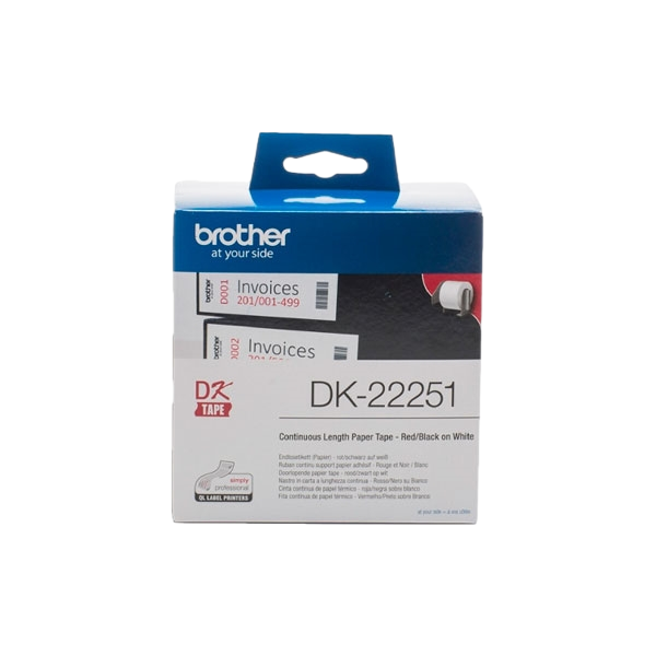 Brother DK22251 62mm 1524m negro y rojo térmico Etiquetas Brother DK22251 62mm 1524m negro y rojo térmico Etiquetas