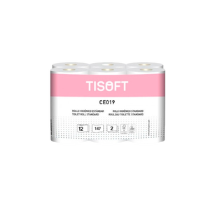 Tisoft Paquete de 12 rollos de papel higiénico doble capa Tisoft Paquete de 12 rollos de papel higiénico doble capa