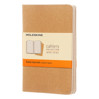 Moleskine Cuaderno Cahier Journals Pack de 3 Rayado Marrón Kraft Talla P 9x14cm
