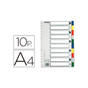 Esselte Separadores de Plástico 10 hojas Colores Vivos Formato Folio