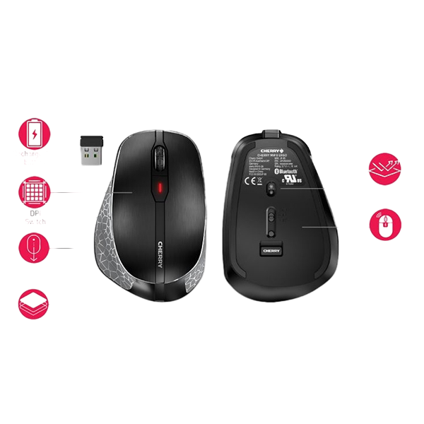 Cherry MW 8 Ergo Ergonómico Bluetooth Negro  Ratón Cherry MW 8 Ergo Ergonómico Bluetooth Negro  Ratón