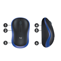 Logitech M185 Azul  Ratón Inalámbrico Ambidiestro Sensor Óptico 1000 DPI Conectividad 24GHz Windows macOS