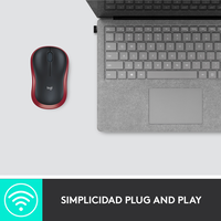 Logitech M185 Rojo  Ratón Inalámbrico Ambidiestro Sensor Óptico 1000 DPI Conectividad 24GHz Windows macOS