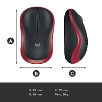 Logitech M185 Rojo  Ratón Inalámbrico Ambidiestro Sensor Óptico 1000 DPI Conectividad 24GHz Windows macOS