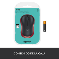 Logitech M185 Rojo  Ratón Inalámbrico Ambidiestro Sensor Óptico 1000 DPI Conectividad 24GHz Windows macOS