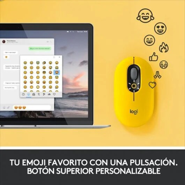 Logitech POP Mouse Emoji Blast Yellow  Ratón Logitech POP Mouse Emoji Blast Yellow  Ratón